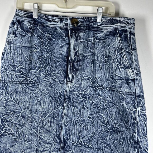 Who What Wear Women's Sz 14 Midi Jean Denim Skirt Blue Acid Wash Stonewash - Picture 2 of 5